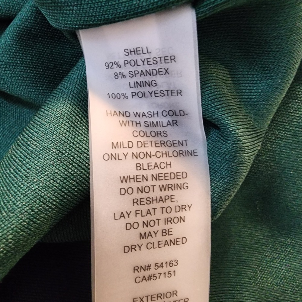 New! VINCE CAMUTO Size 14 Green Velvet Drape Ruched Knee Length Cocktail Dress - Picture 13 of 13